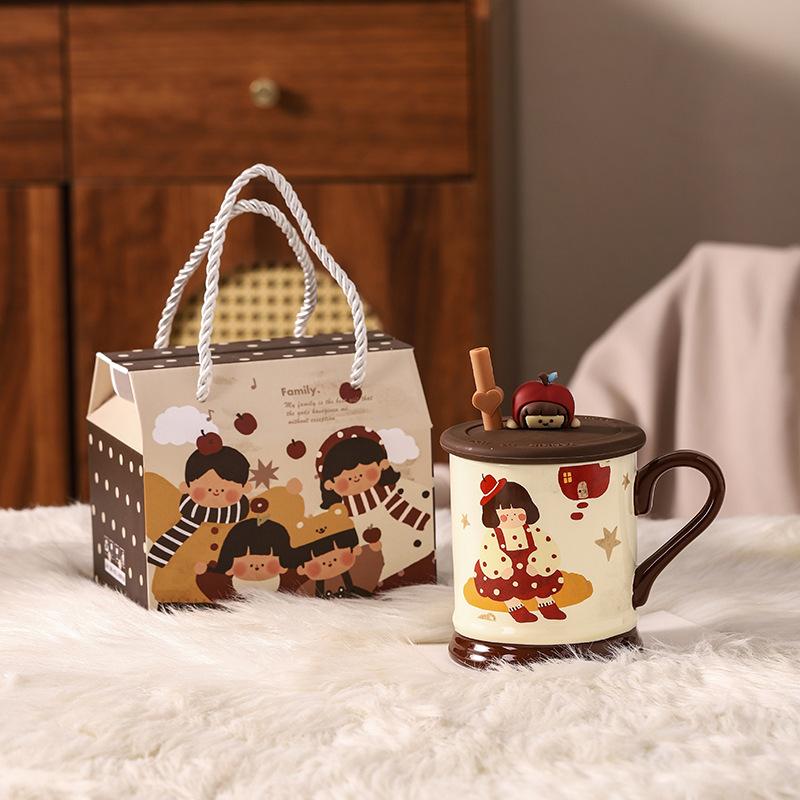 Parent Child Time Retro Ceramic Mug Event Gift Set High-value Water Cup Coffee Cup Souvenir