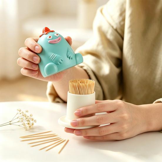 Cartoon Sitting Demon Toothpick Box Dust-proof Toothpick Holder Dispenser Toothpick Organizer Container Kitchen Countertop Decoration