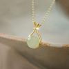Natural Light‑Luxury High‑End Imitation‑Pearl Lucky‑Bag Women Necklace, Niche Micro‑Inlaid Versatile Titanium‑Steel Collarbone Neck Chain