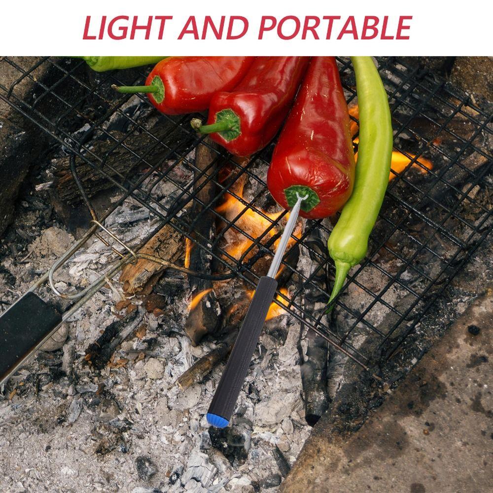 6Pcs Stainless Steel Barbecue Fork Set Telescopic Chocolate Fruits Sticks Outdoor Cooking