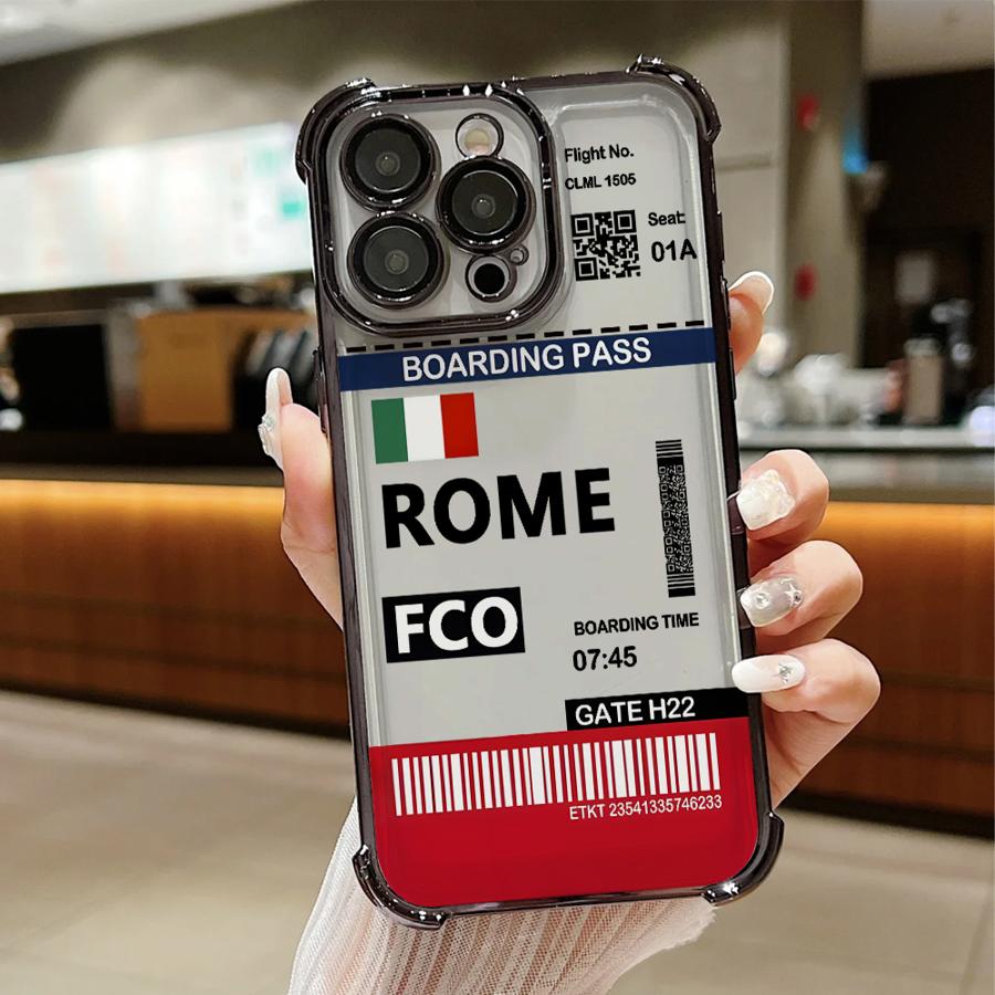 Hot Air Rome Label Case for Apple iPhone 17 Air 16 15 14 Plus 13 12 11 Pro Max 16e Clear Cover