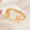 SHIXIN Bohemian Starfish Scallop Open Bangle for Women Fashion Smooth Metal Cuff Bracelet Hand Decoration Summer Beach Jewelry