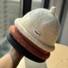 New Ins Solid Color Versatile Letter Landlord Hat Warm Windproof Small Fisherman Hat Showing Face