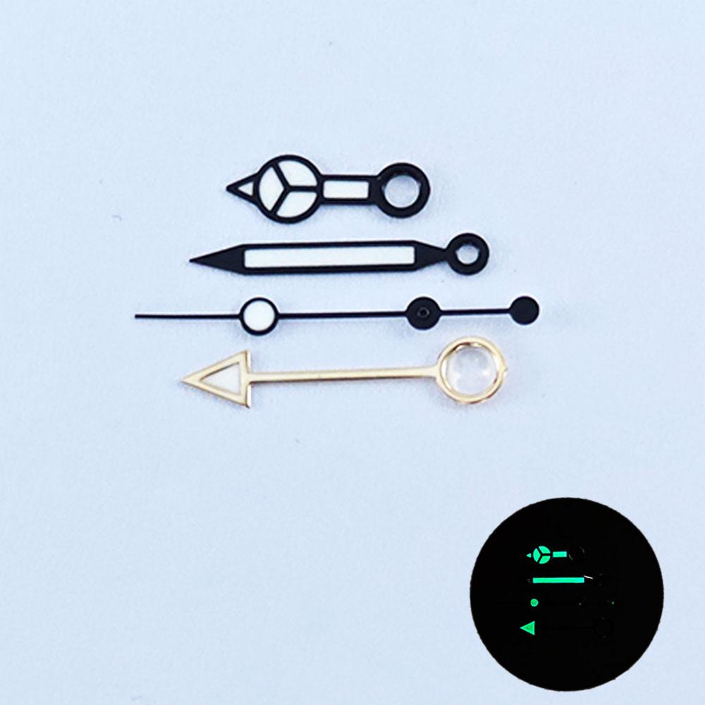 GMT NH34 Watch Hands Black 4Pins Fit NH34A Movement Blue Green Luminous Pointers Gmt-Needles Mod for Seiko Mod Parts