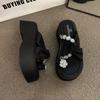 Stylish Silver Thick-soled Women's Sandals With Rhinestones For Summer Comfort