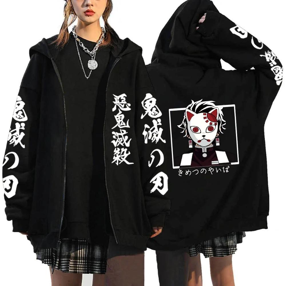 Hot Anime Demon Men Women Zip Hoodies Harajuku Sweatshirt Zipper Jacket Slayer Kamado Nezuko And Kamado Tanjirou Print Hooded