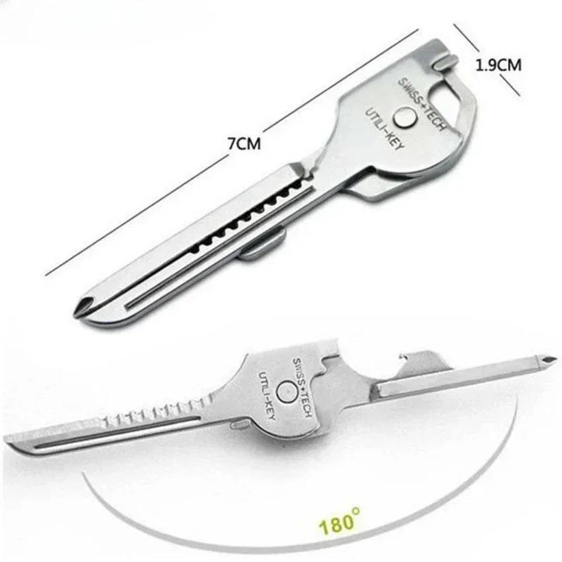 6 In 1 Nützliches Multifunktionsmesser Praktischer Tech-Schlüssel Outdoor Schraubenzieher Flaschenöffner Schlüsselanhänger Camping Wanderwerkzeuge