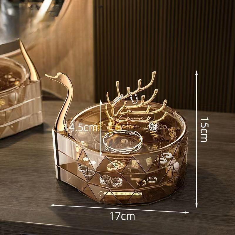 Swan Multi-Grid Jewelry Organizer for Necklace Earrings Rings Bracelets Rotatable Necklace Organizer Home Decoration Gifts