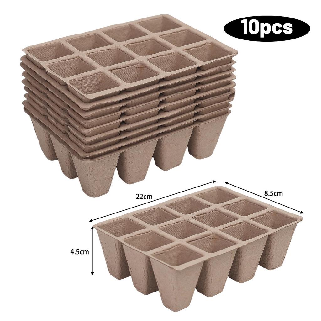 10PCS Paper Pulp Cup Biodegradable Plant Seedling Starter Nursery Tray Gardening Seed Planter Germination Growing Containers
