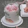 Mother's Day Floral Cake Decoration with Pearl Bow Retro Print Edging