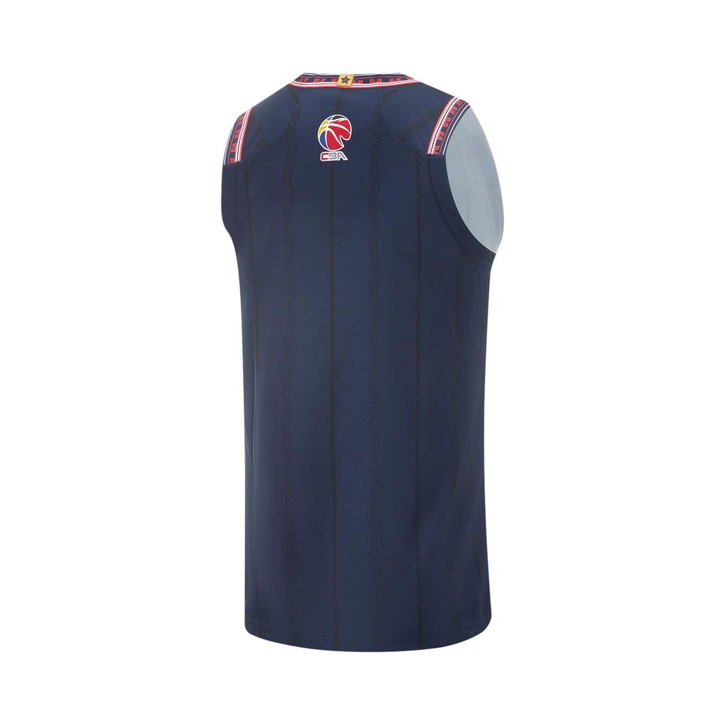 Li Ning CBA Series 24-25 Season Guangdong Hongyuan Fan Edition Round Neck Pullover Logo Print Sleeveless Basketball Jersey Men Jersey AAYU581-1