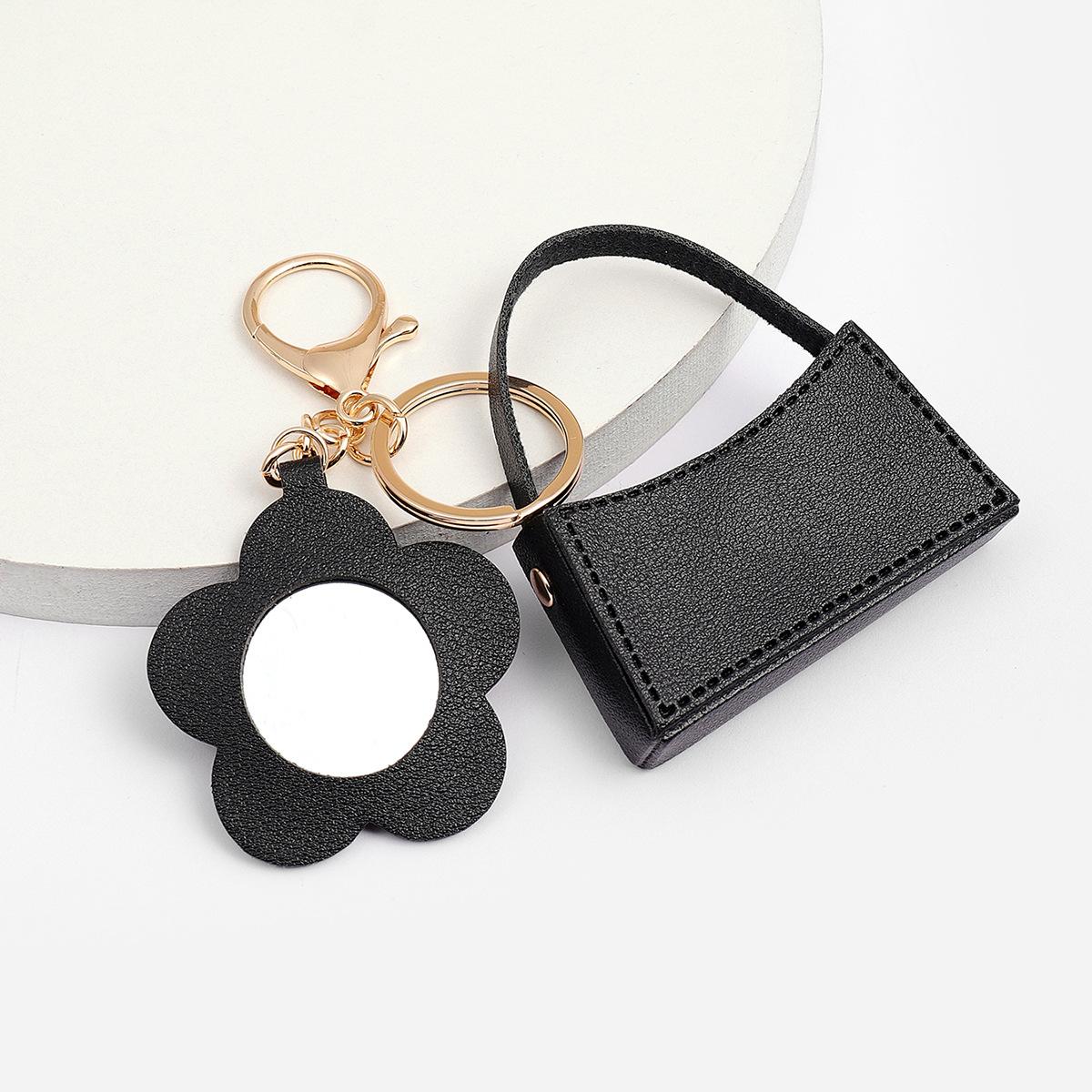 

1PC Portable Flower Mirror Curved Gag Keychain Mini Storage Bag for Women Gift Solid Color Small Square Bag Accessories Creative чёрный