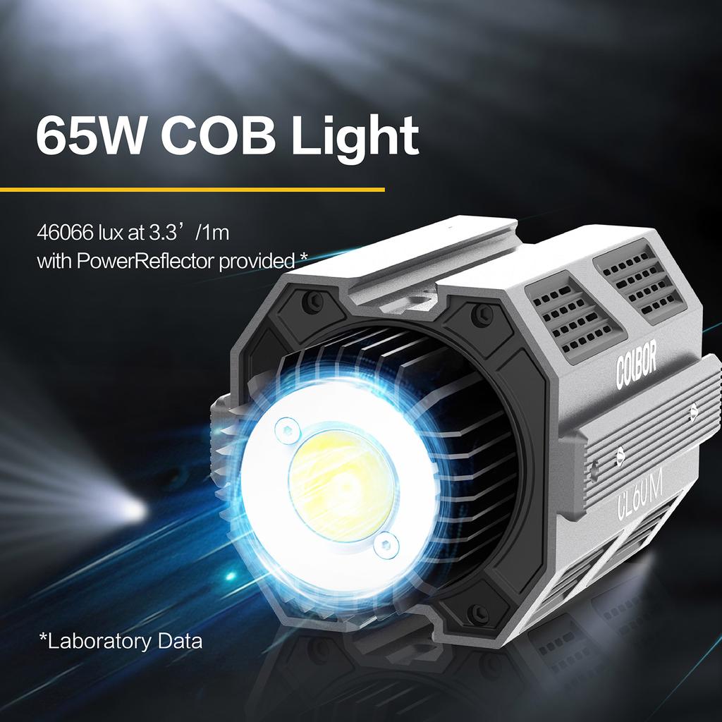 COLBOR CL60M Compact Studio LED Video Light 65W Photography Fill Light 5600K Dimmable CRI97+ 7