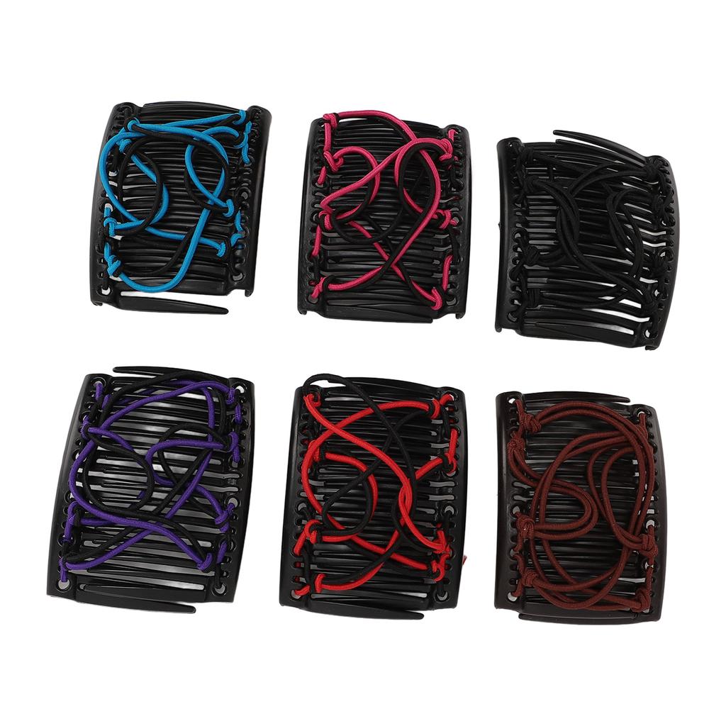 6 Pack Elastic Magic Hair Comb Vintage Stretchy Double Comb Hair Forks Clips Hairstyle Multipurpose