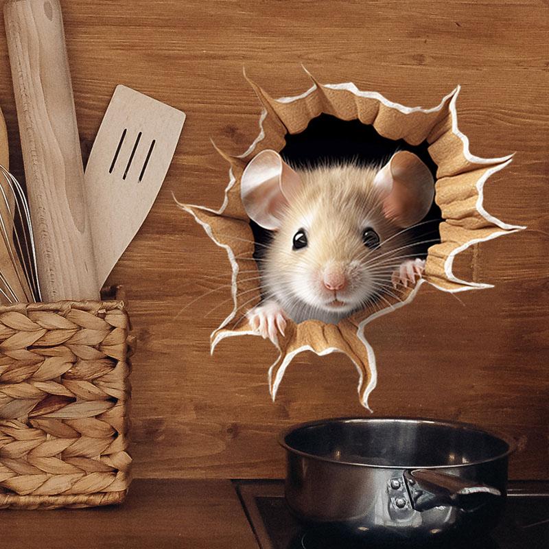 3D Personalised Mouse Sticker Animals Home Decor Living Room Wall Stickers