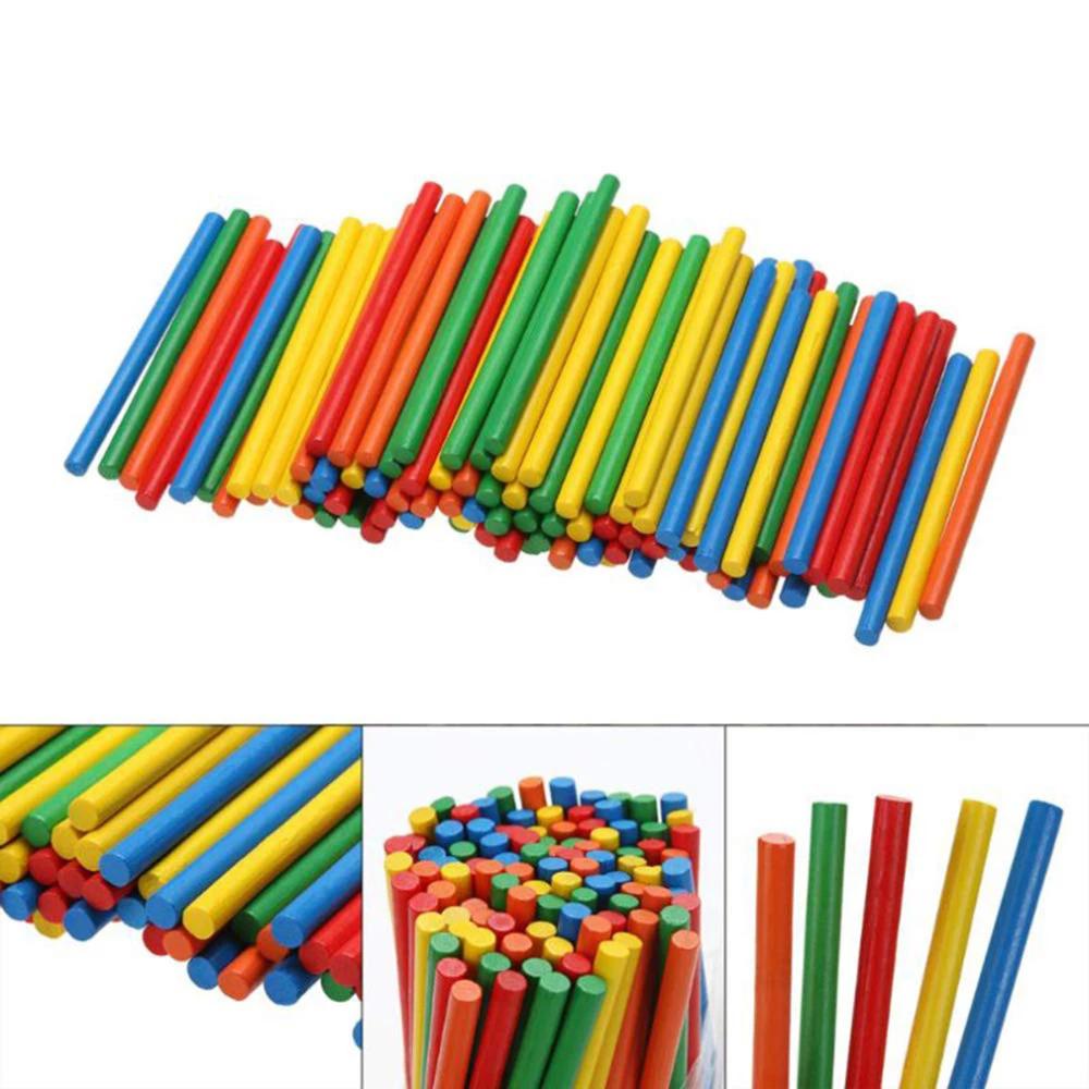 Colorful Mathematics Teaching Aids Wooden Toys Students Counting Rod Bamboo Counting Sticks