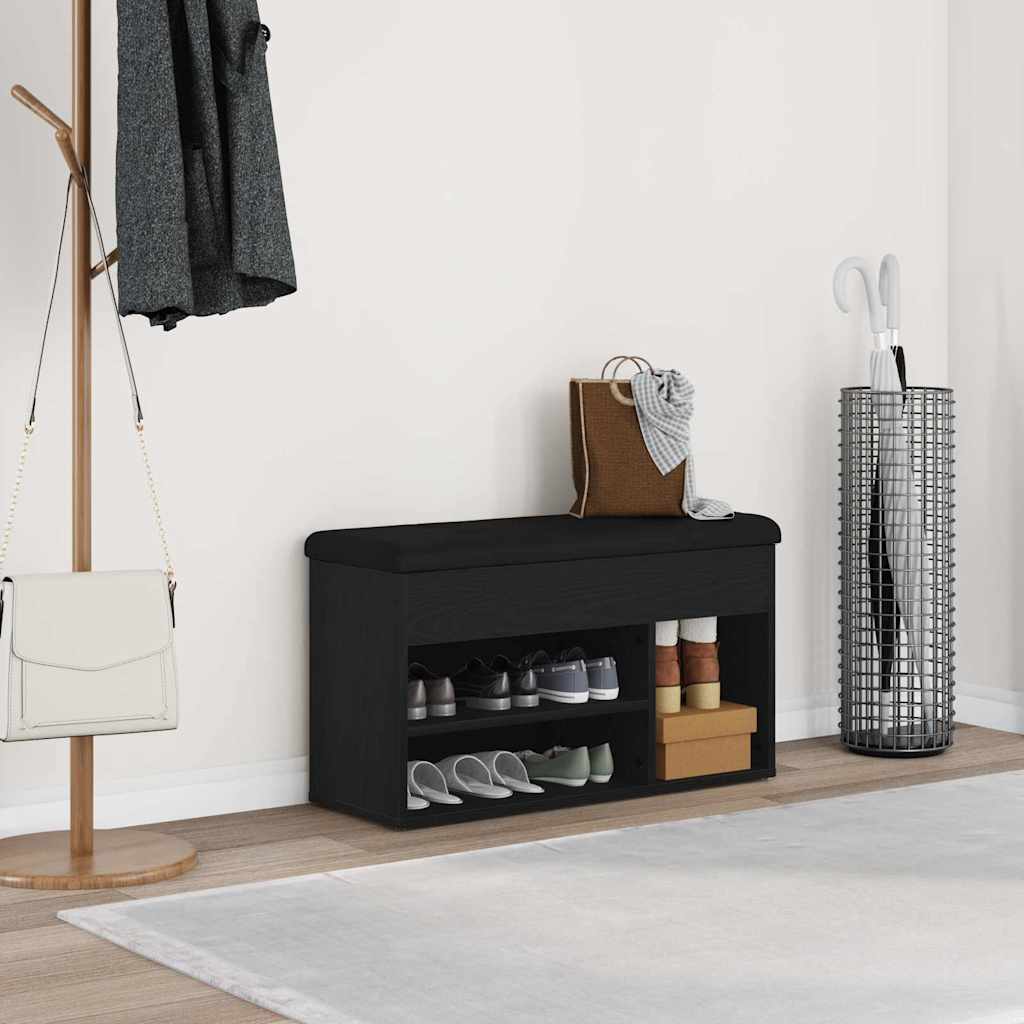 Shoe Bench with Shelf Black 80 x 30 x 45 cm Engineered Wood