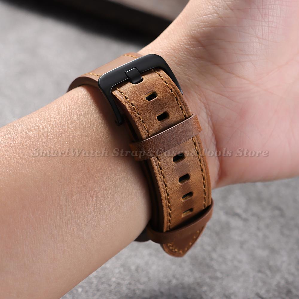 Vintage Cowhide Watch Strap 18mm 20mm 22mm 24mm Dark Brown Watch Band Black Buckle Leather Wristband for Men Women Accessories