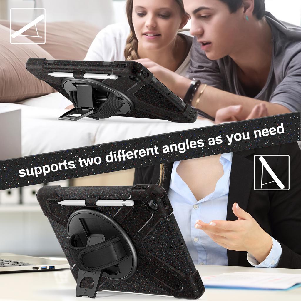 360 Rotating Stand Case For iPad 10.2" 2019 2020 2021 7th 8th 9th Generation Hybrid Cover With Pen Holder,Hand & Shoulder Strap