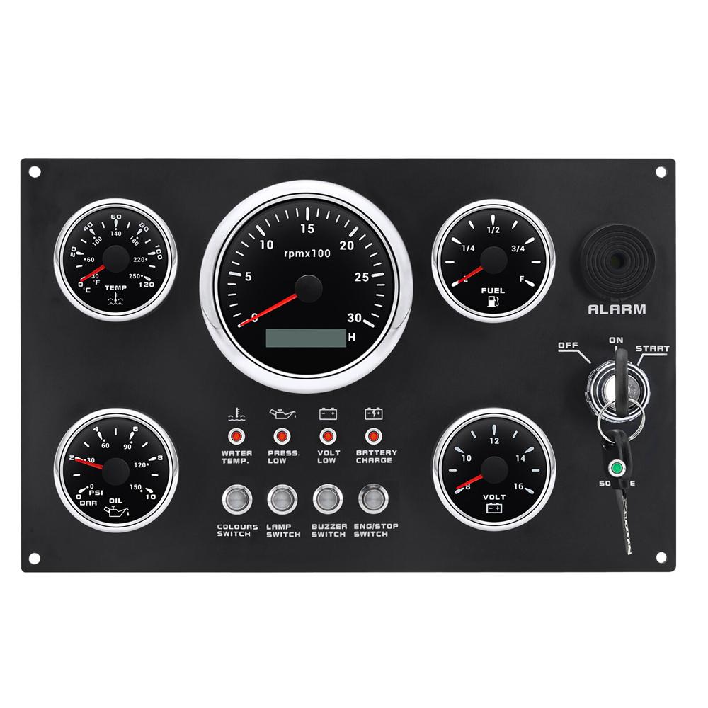 

1x New 5 Gauge Set with Instrument Panel Tachometer 4000RPM For Marine Boat 12V