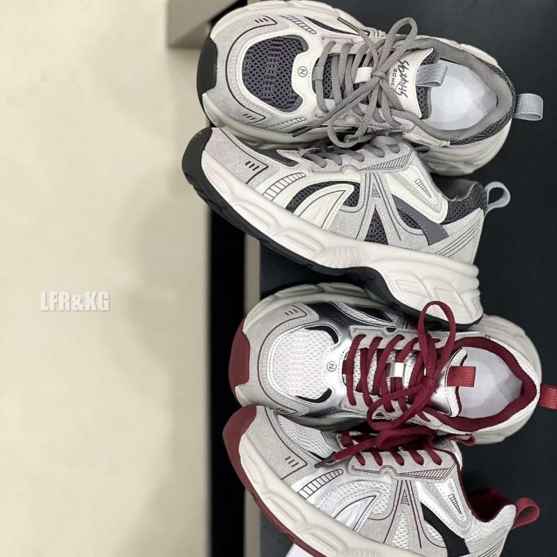 Autumn New Leather Platform Dad Shoes Women's Breathable Versatile Lightweight Non-slip Casual Sports Shoes Tide