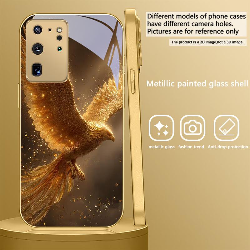 The Golden Phoenix For Samsung Galaxy S20 FE S21 S22 Ultra 23 Plus 24 Ultra 25Ultra S21+ S9+ 22Plus Golden Glass Phone Case