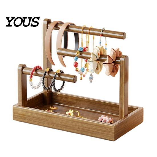 Space Saving Desktop Organizer Wooden Headband Holder Stand, Hair Accessories Tray for Hairbands, Scrunchies, Stand Ties, Bows & Clips, Jewelry