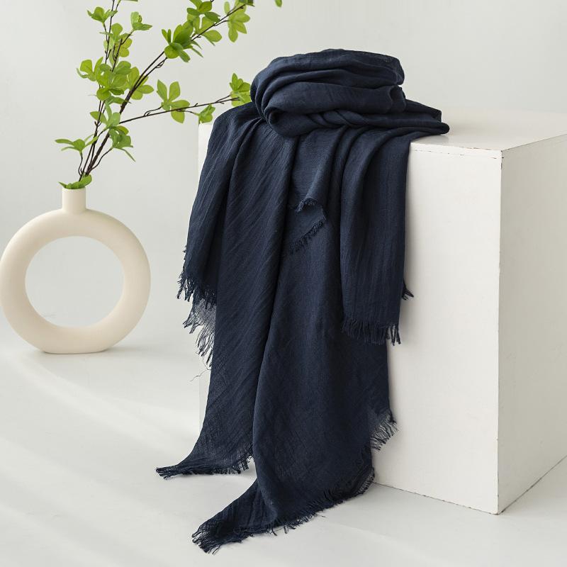 Cotton And Linen Scarf High-End Solid Color Japanese And Korean Atmosphere Yarn Scarf Sunscreen Shawl Simple Long Silk Scarf