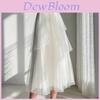 White Mesh Midi Skirt With Dyeing Technique For Elegant Spring Womens Fashion