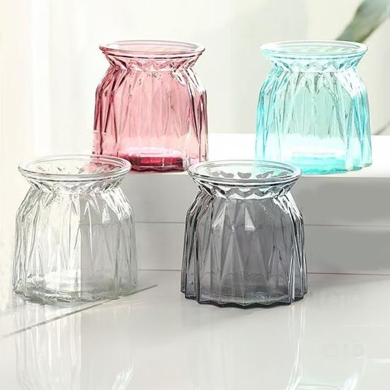 Glass Bud Vase Small Clear Flower Vase for Centerpiece Vintage Decorative Vase for Wedding Party Baby Shower Dining Table Decor