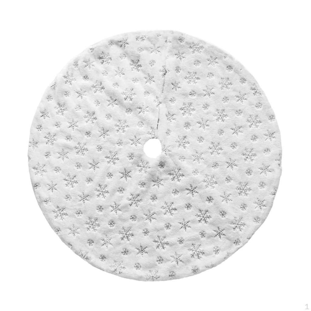 Christmas Tree Skirt Handcraft Winter Mat for Family Farmhouse Festival 78cm Dia White
