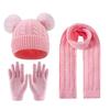 3-12Y Children's Warm Knitted Hat Scarf Gloves Set Thickened Lining Knit Beanie Warm Neck Scarves Windproof Outdoor Protecting