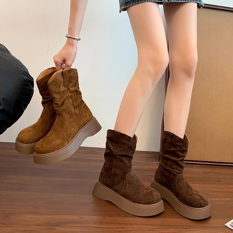 Slim Women's Fashion Not Tired Feet Thick Bottom Heightening Soft Elastic Comfort Shock Absorption Non-slip Casual Sports Boots