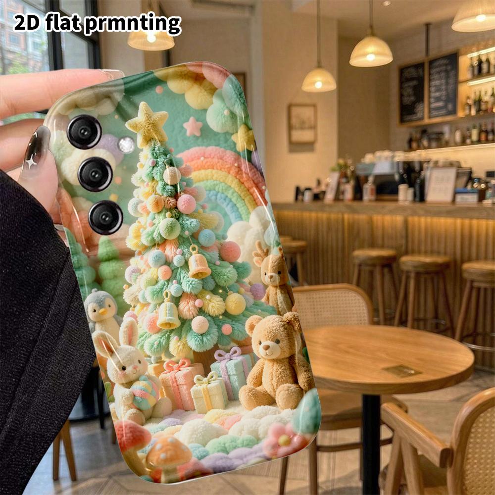 Phone case: 2D flat, suitable for Samsung Galaxy A34 A35 M05 M06 S20 S22 S21 FE Plus 5G protective cases, macaron Christmas tree, perfect holiday gift