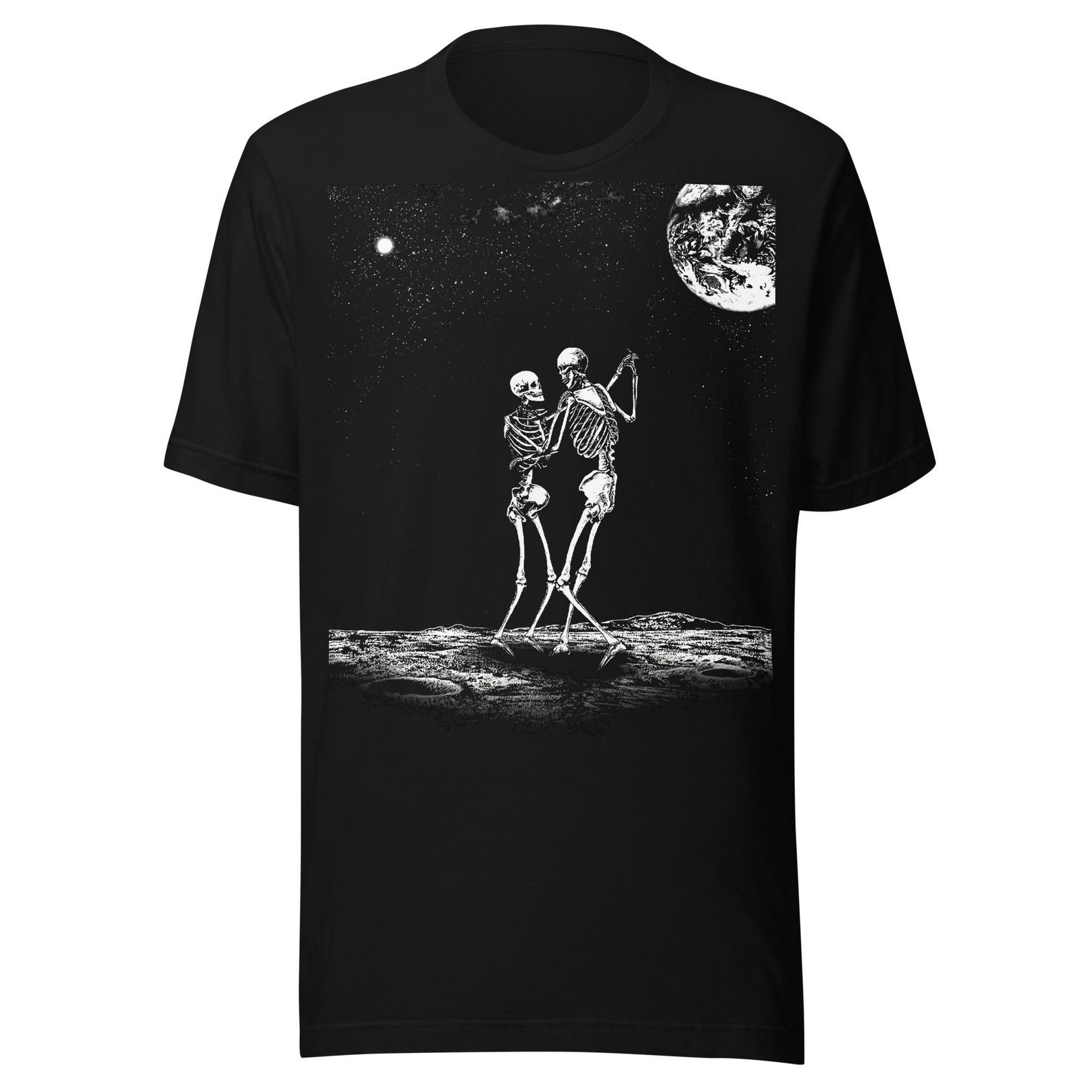 Skeletons dancing on the moon Gothic Dark Romance lovers t-shirt 2XL