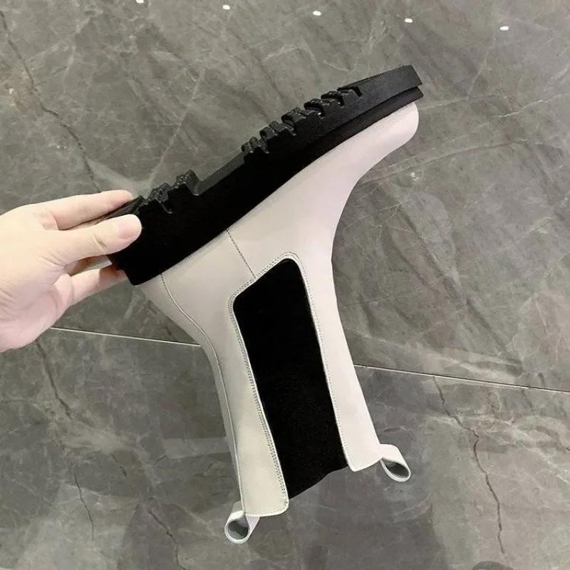 

Женские полусапоги на среднем каблуке до середины икры Зима 2025 Женские полувысокие сапоги Осень Косплей Мода Горячая Распродажа Готика Качество Демисезон 40