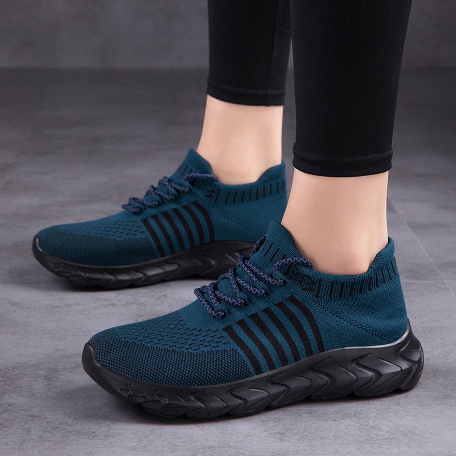 

Black Shoes For Women Sneakers Leisure Women S Lace Up Stripe Travel Soft Sole Comfortable Shoes Black Soft Sneakers Women