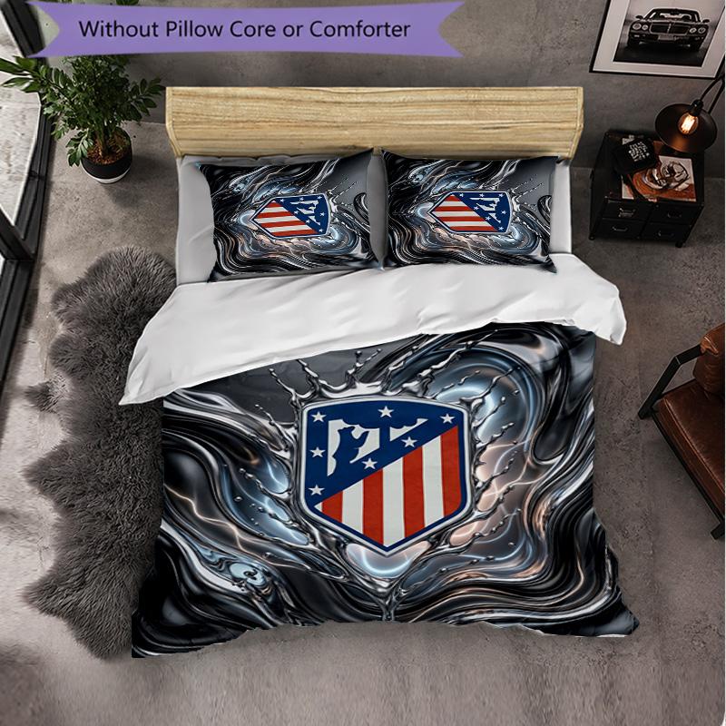 Set Lenzuola Atletico Madrid Modello 3 Pezzi Morbida Copripiumino in Microfibra con Federe per Camera da Letto