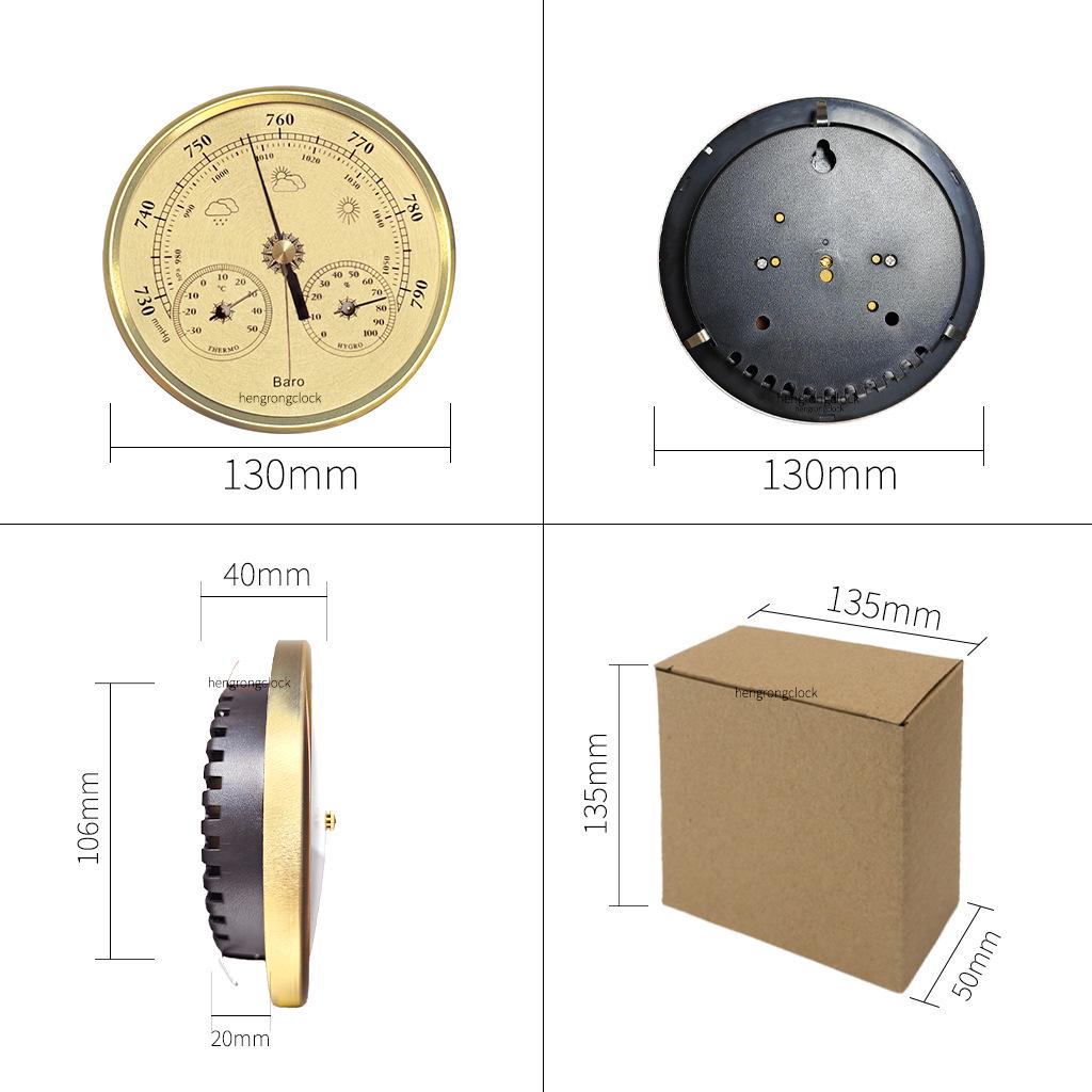 Metal Frame Barometer Clock with Weather Station and Sailing Pressure Gauge