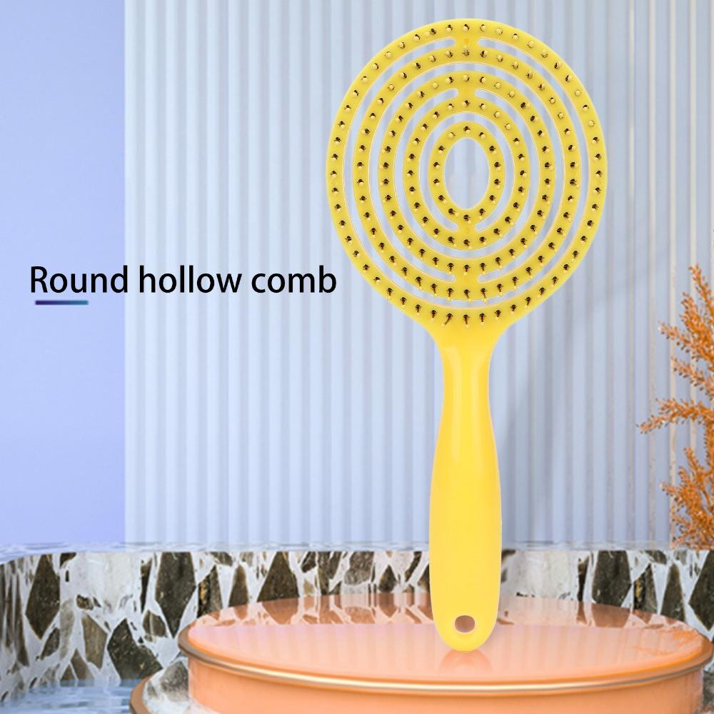 Round Head Hair Straightening Comb Super Soft Glides Vented Detangling Hair Brush For Curly Hair