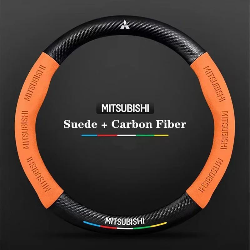 Housse de Volant de Voiture en Fibre de Carbone et Daim Pour Mitsubishi Pajero Sport Outlander ASX Lancer Eclipse RALLIART Accessoires Auto