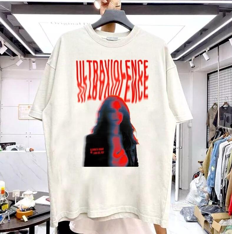 Лана Дель Рей Ultraviolence 90-е Редкий Дизайн Белая Короткий Рукав Унисекс Футболка Унисекс Футболка XXL