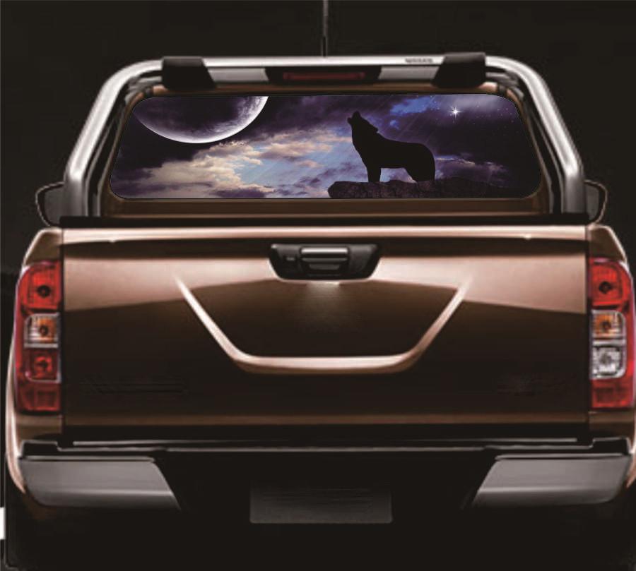 Car Truck SUV RearWindow Sticker Starry Sky Wolf Graphic Decal