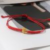 Handmade Red Braided Rope Bracelet With Gold Goat Charm Adjustable Size Perfect For Zodiac Year Gift Daily Wear Lucky Accessory