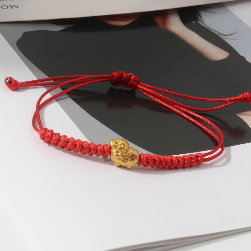 Handmade Red Braided Rope Bracelet With Gold Goat Charm Adjustable Size Perfect For Zodiac Year Gift Daily Wear Lucky Accessory