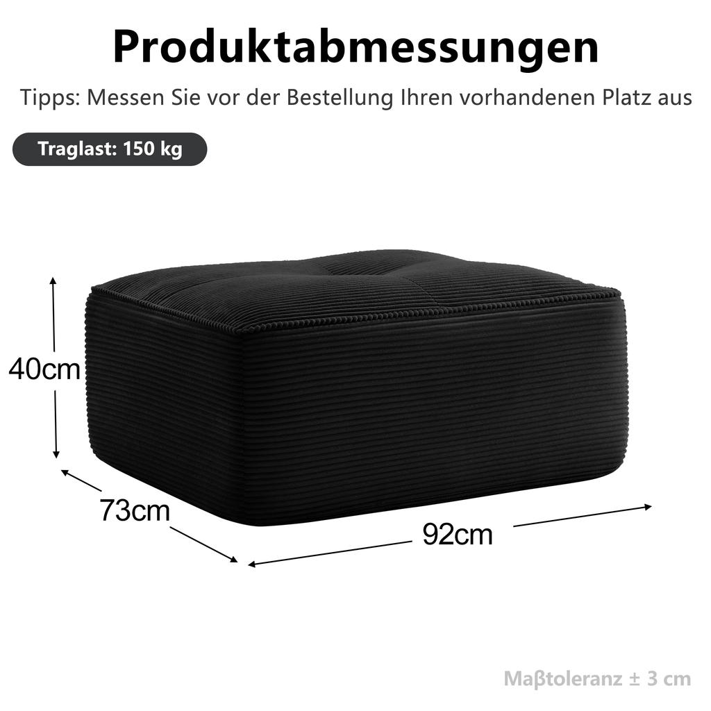 Cordelia Ottoman Corduroy -Black