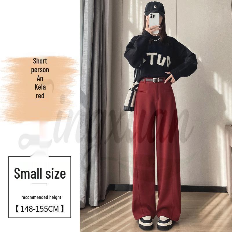 

2026 Autumn/Winter Women s High-Waist Woolen Wide-Leg Pants with Plush Lining Medium
