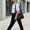 Sweet Polka Dot Tote Bag Spacious Bow Tie Handbag Travel Canvas Shoulder Bag  Daily Use