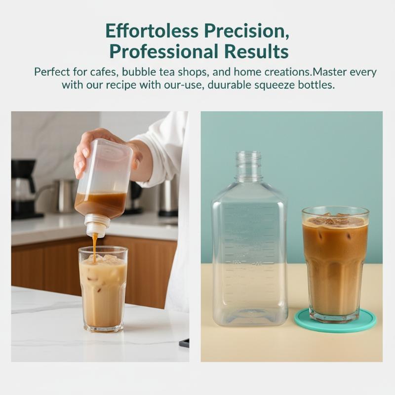 Multi Purpose Squeeze Bottle with Lid for Coffee Syrup Honey Ketchup Sauce Kitchen Dispenser for Food Prep Storage