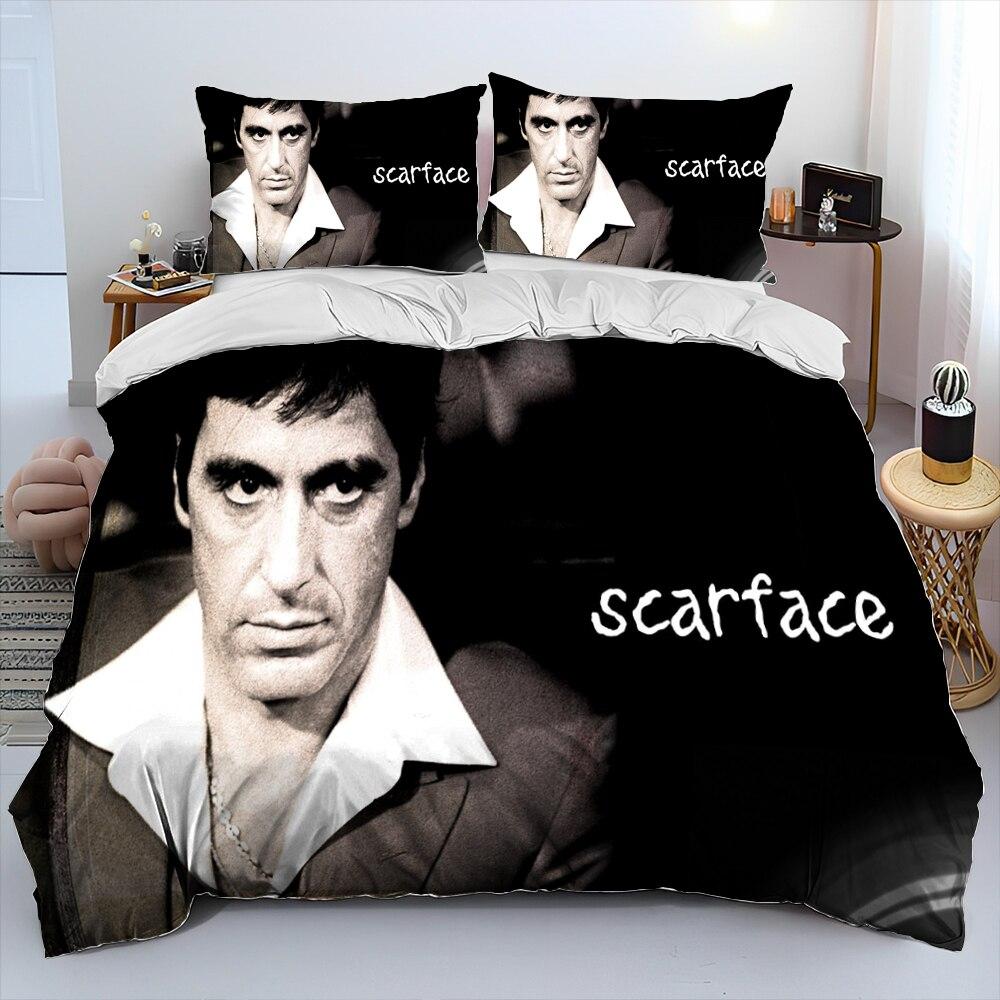 Film Scarface Tony 3D-Druck Bettdecke Bettwäsche-Set, Bettbezug Bett-Set Steppdeckenbezug Kissenbezug, King Queen Größe Bettwäsche-Set Kind
